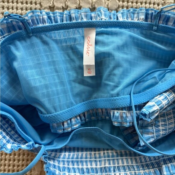 NEW Colsie Blue and White Plaid Bralette Top Size XL - Picture 5 of 6